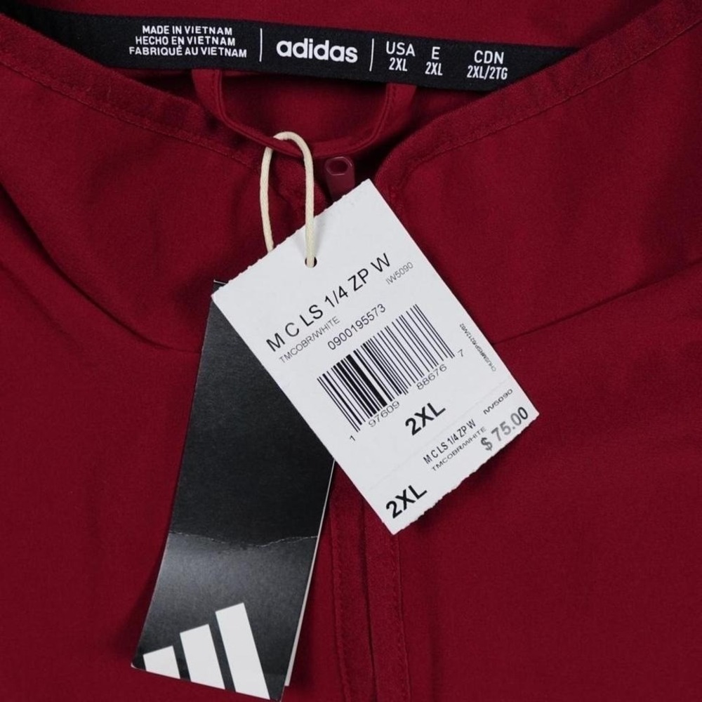 New Adidas 1/4 Zip Pullover Jacket Burgundy XXL Athletic Training Windbreaker - Picture 3 of 8